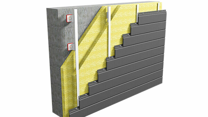 Wandaufbau mit PREFA Sidings (horizontal verlegt) auf Aluminium Unterkonstruktion